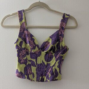 Zara Purple and Green Floral corset top size Small
